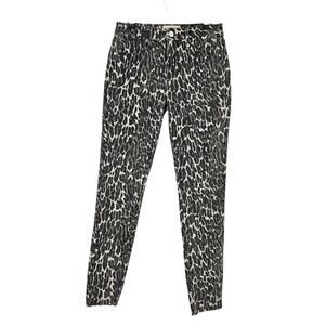 Driftwood Jackie Jeans Black Cream Leopard Print Skinny Frayed Raw Hem Size 26
